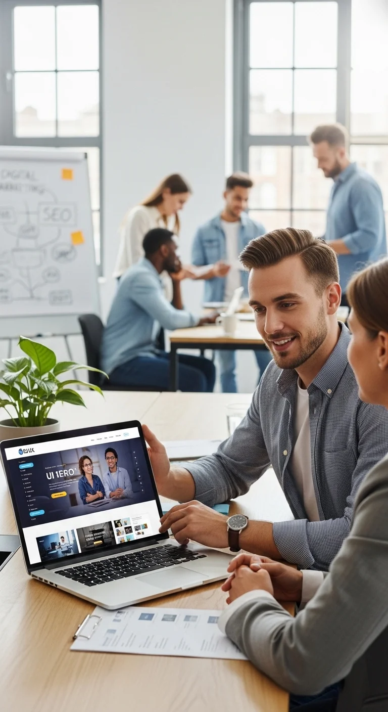 web design developer presenting website project to client