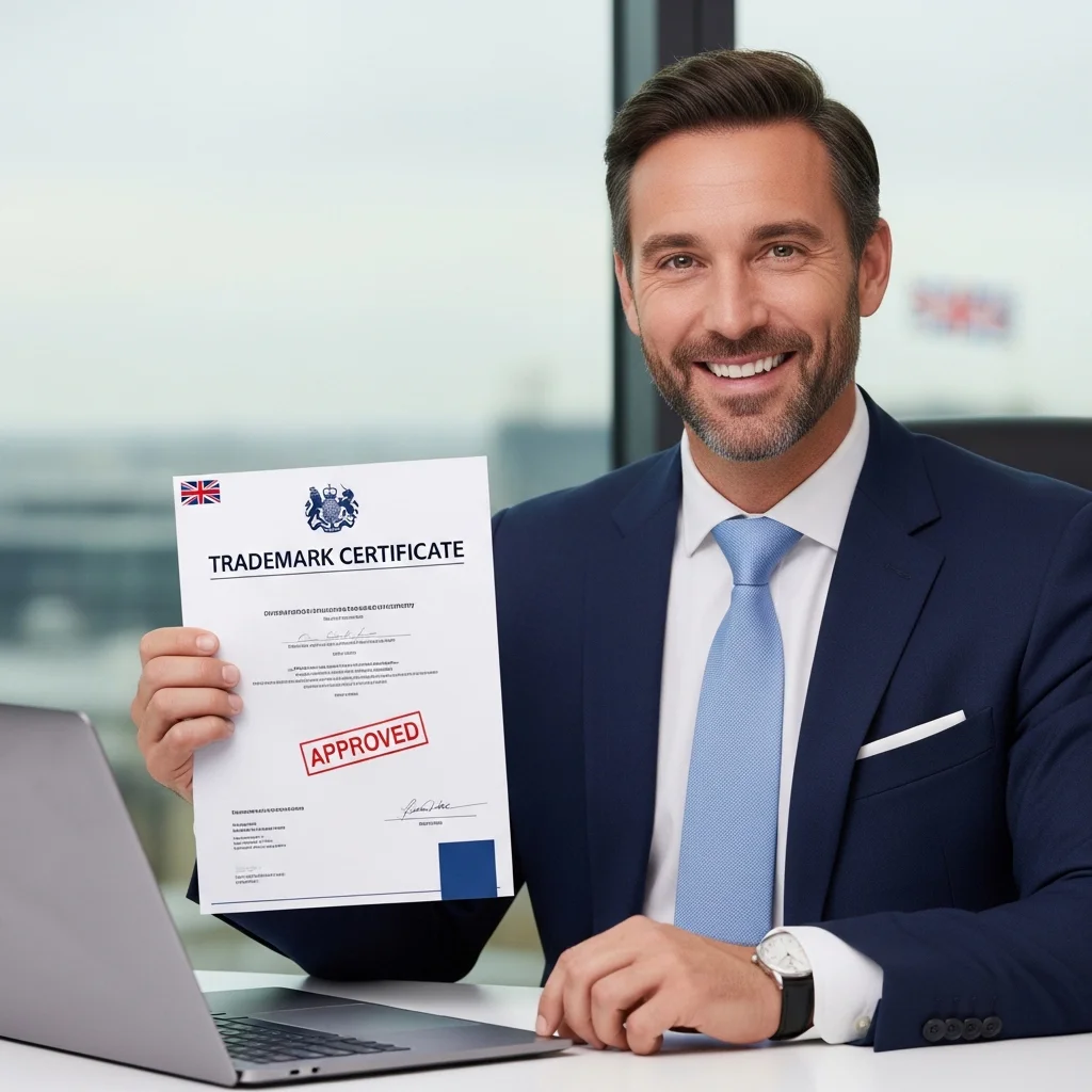 Approved UK trademark registration certificate for successful application
