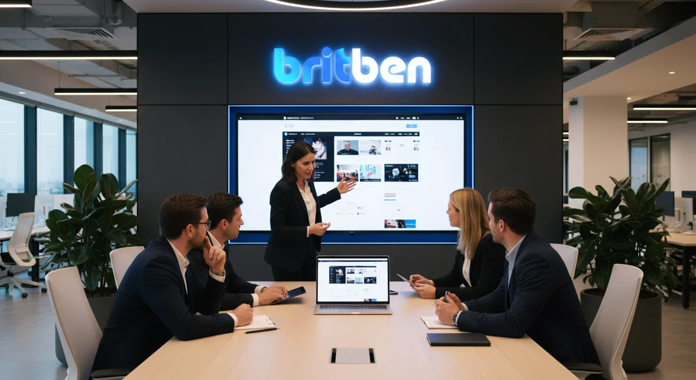 Britben UX and product design team collaborating in modern office meeting