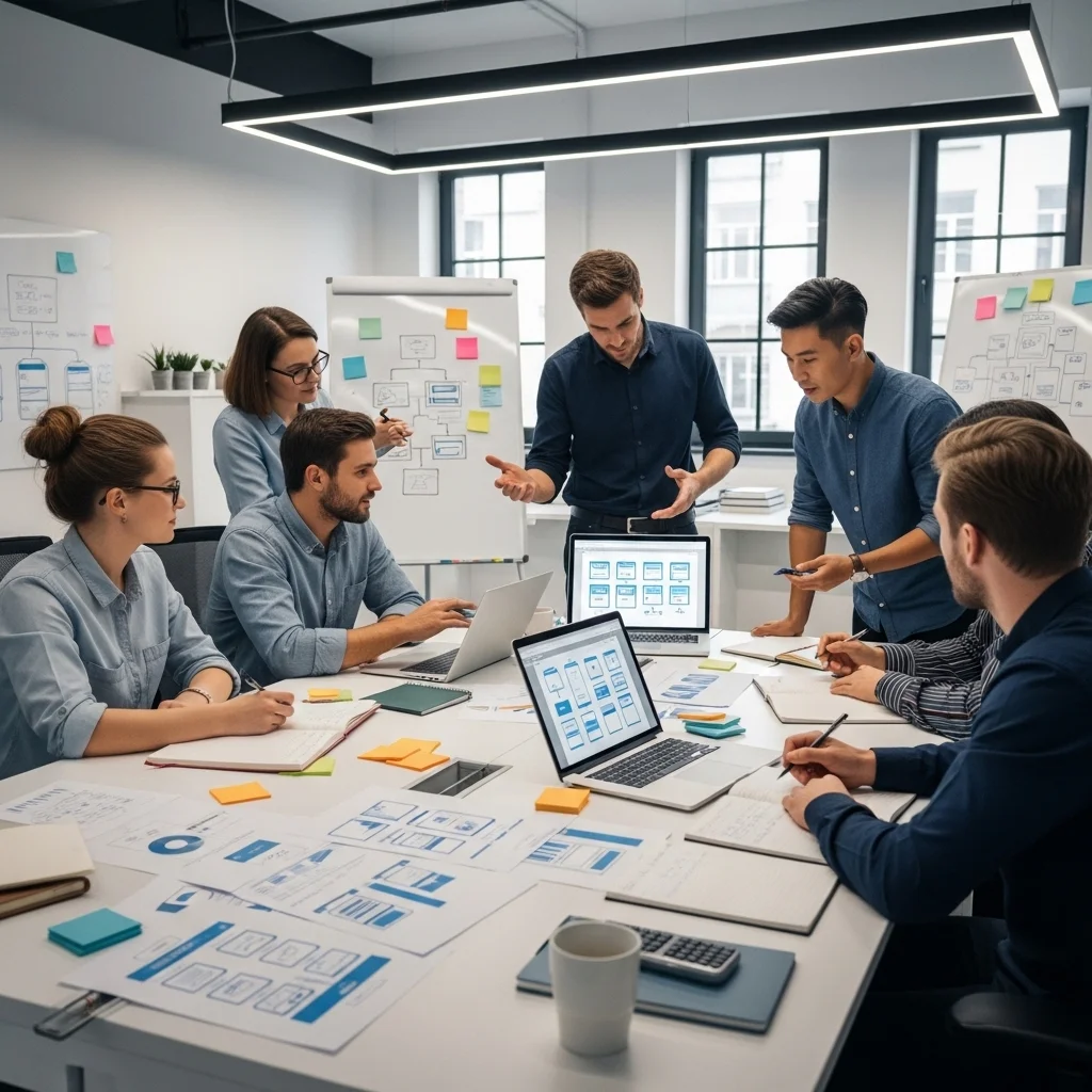 Britben product design team discussing UX strategy and digital product planning