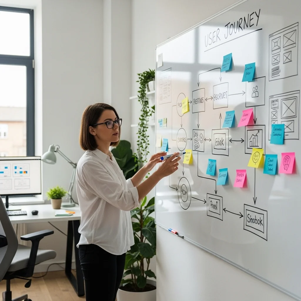 Britben UX designer creating customer journey map for website user experience