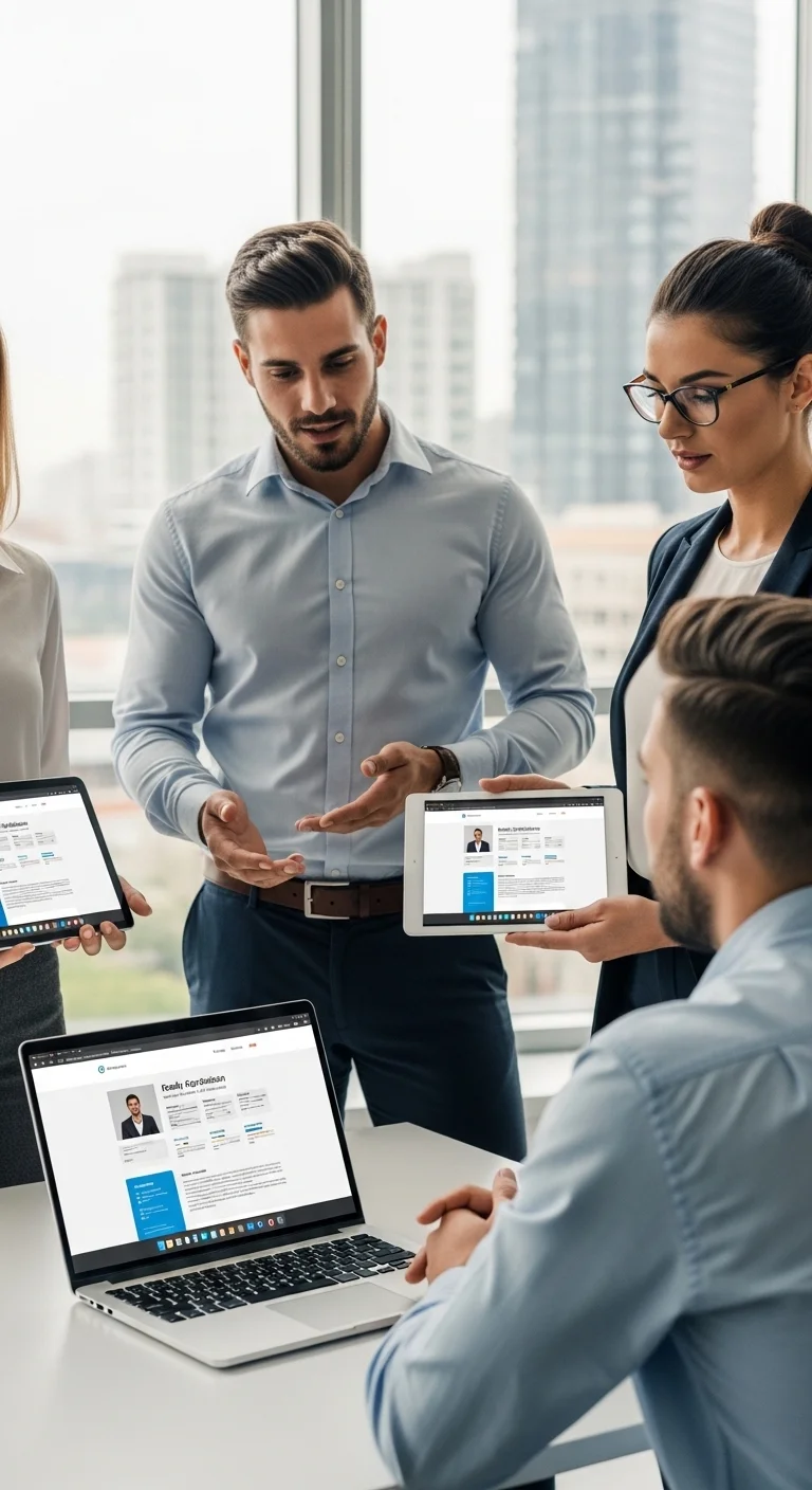 Britben team showcasing ready-made web applications to clients